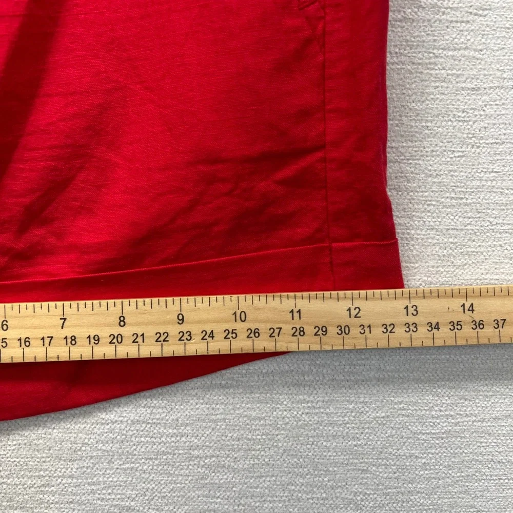 Banana Republic Martin Fit Shorts Womens 10 Red Linen Cotton Cuffed‎ Casual New